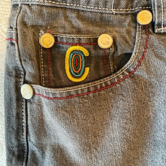 Coogi Australia Men’s Wide Leg Y2K Jeans 38 x 34 Red Stitch Faded Black Hip Hop - Picture 10 of 12